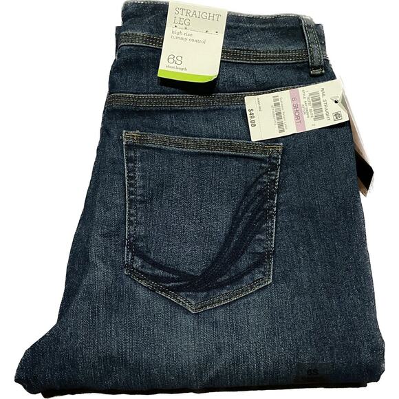 Style & Company Demin Jeans 6 Short Straight Leg High Rise Tummy Control NWT - Picture 1 of 13